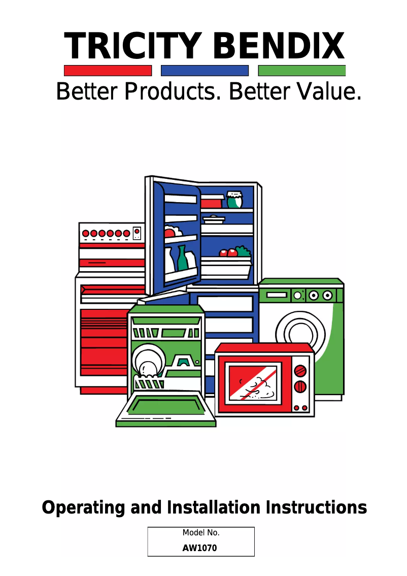 Page 1 de la notice Manuel utilisateur Tricity Bendix AW 1070
