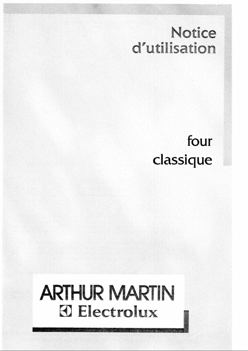 Page 1 de la notice Manuel utilisateur Arthur Martin-Electrolux FE 0504 B1
