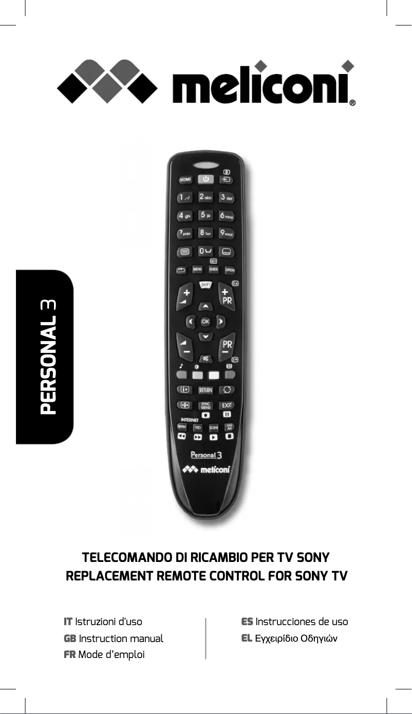 Page 1 de la notice Manuel utilisateur Meliconi PERSONAL 3