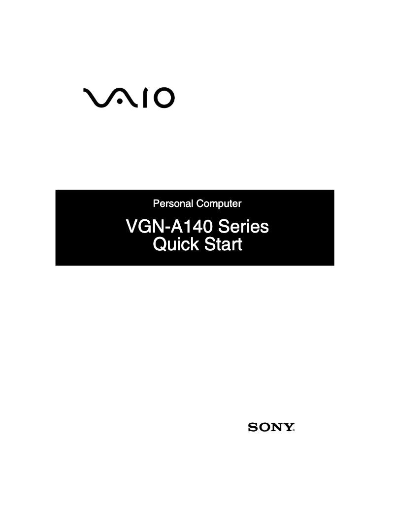Page n°1 - Guide d'installation Sony Vaio VGN-A140