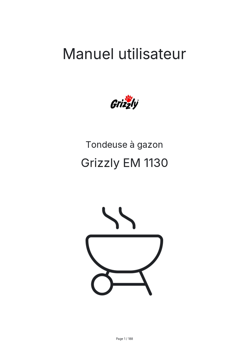 Page n°1 - Manuel utilisateur Grizzly EM 1130