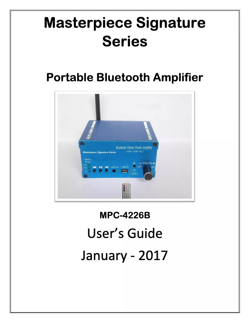 Page 1 de la notice Manuel utilisateur Masterpiece Signature Series MPC-4551