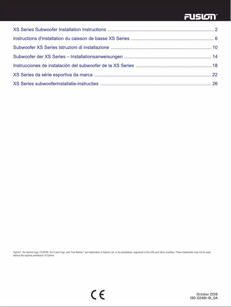 Page 1 de la notice Manuel utilisateur Fusion XS-S10CWB