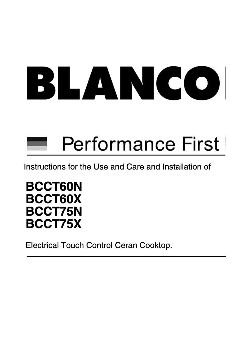 Page n°1 - Manuel utilisateur BLANCO BCCT75X
