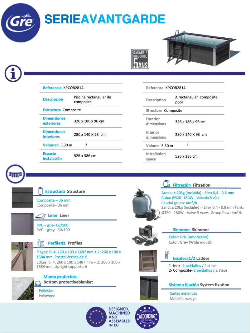 Page 1 de la notice Fiche technique Gre KPCOR2814