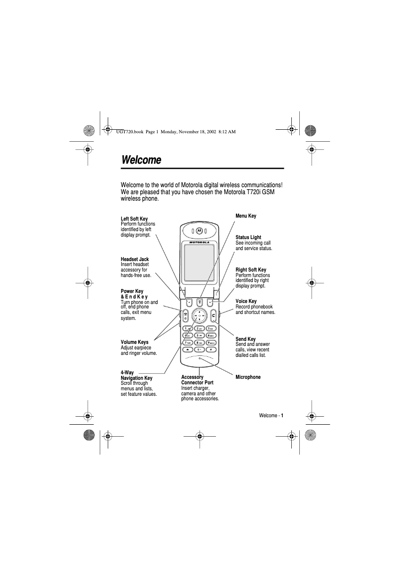 Page 1 de la notice Manuel utilisateur Motorola T720I