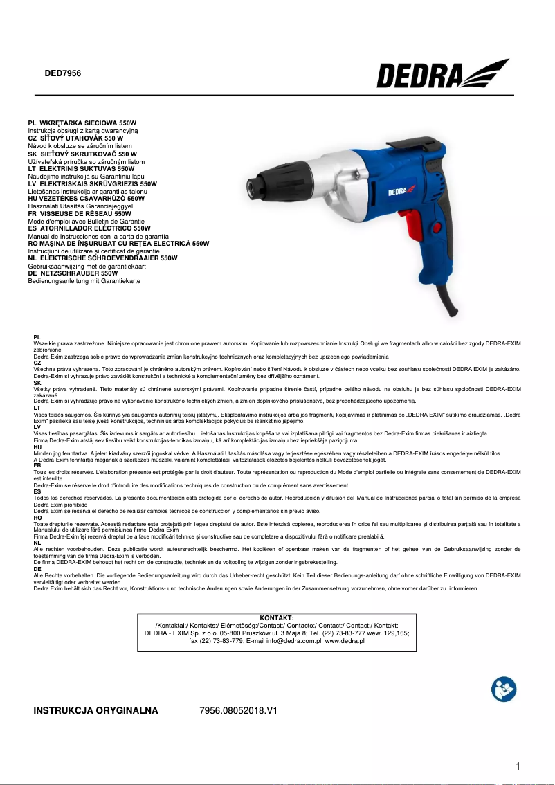 Image de la première page du manuel de l'appareil DED7956