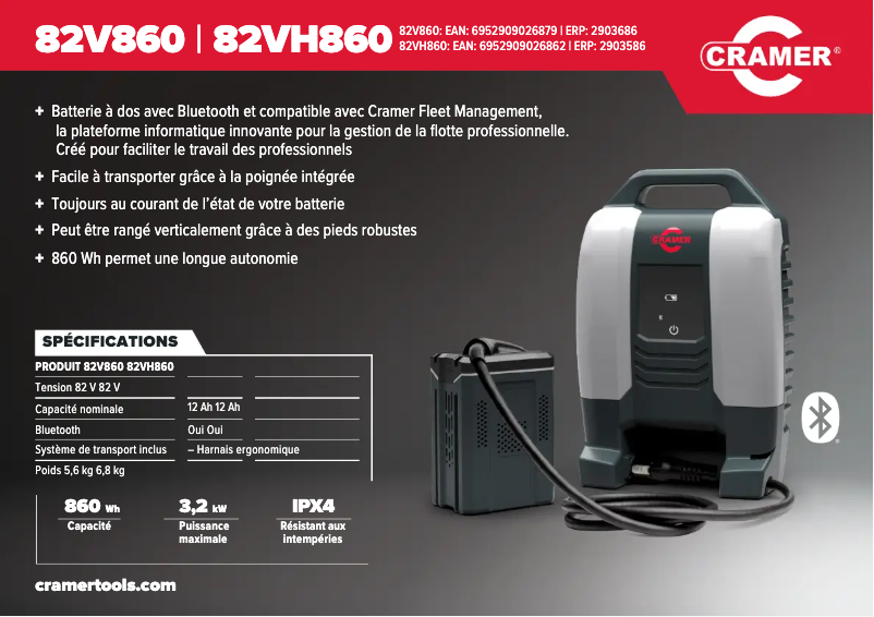Page 1 de la notice Fiche technique Cramer 82V860