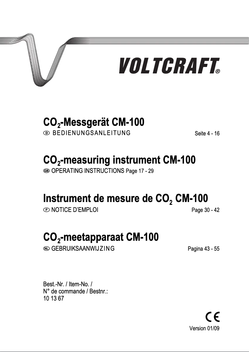 Page n°1 - Manuel utilisateur Voltcraft CM-100