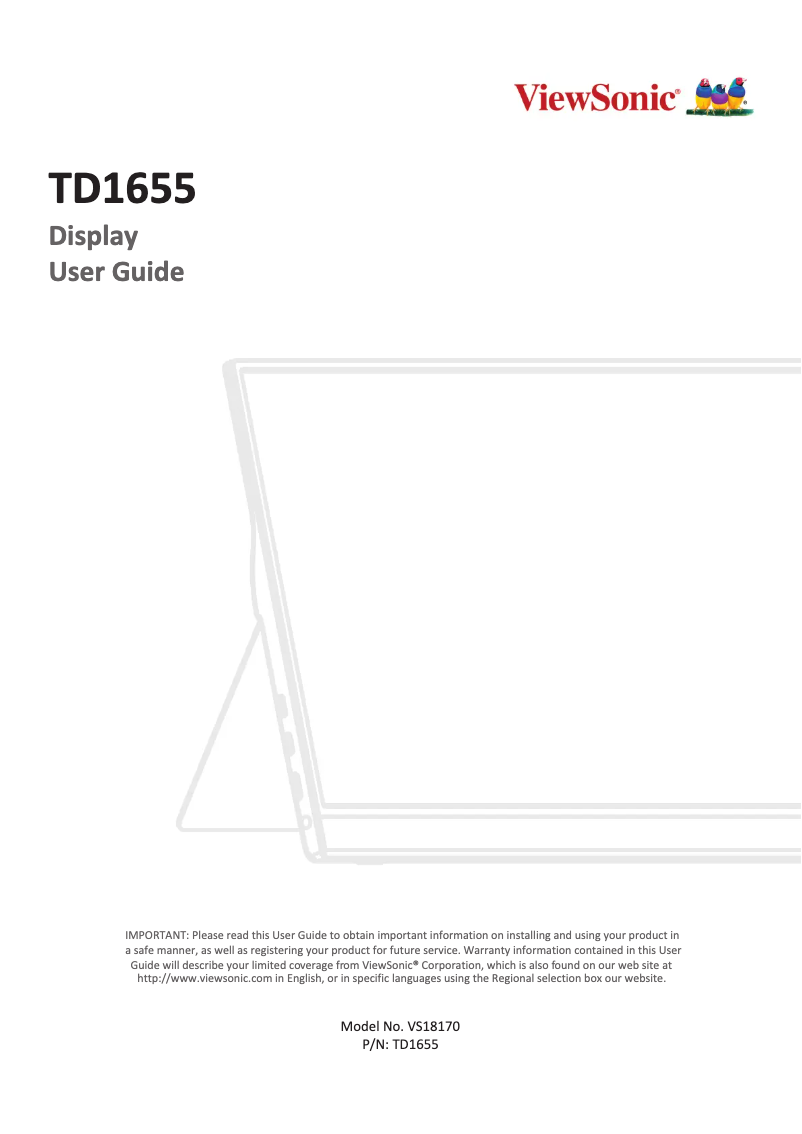 Page n°1 - Manuel utilisateur Viewsonic TD1655