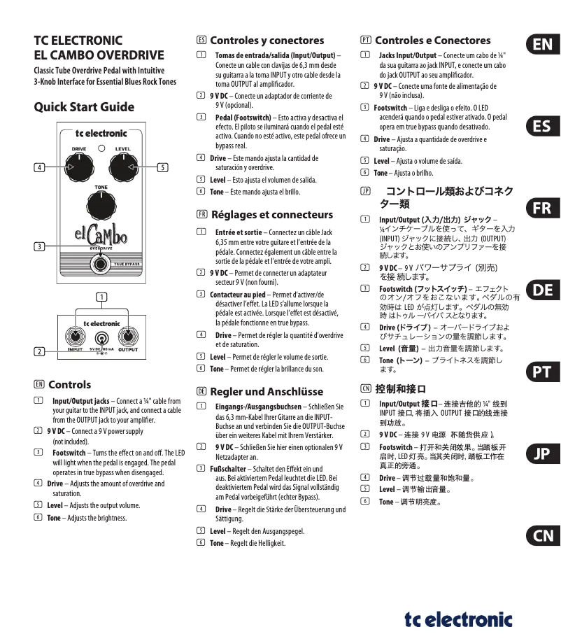 Page n°1 - Manuel utilisateur TC Electronic El Cambo Overdrive