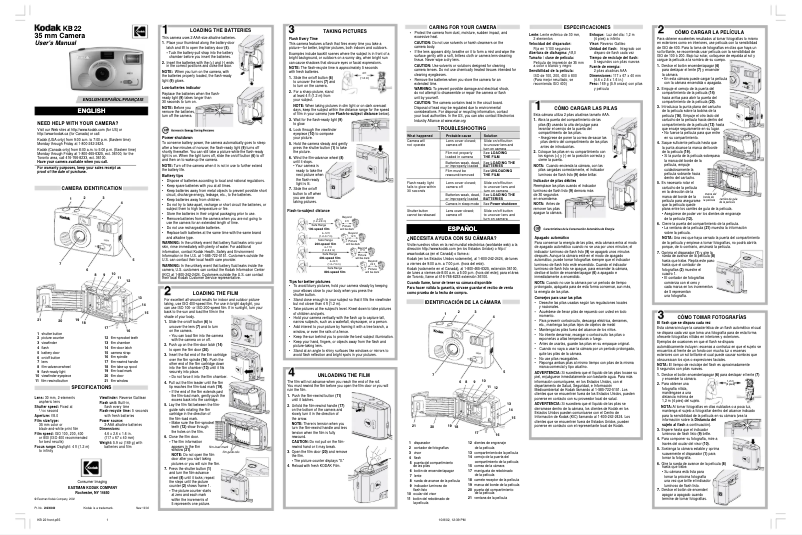 Page n°1 - Manuel utilisateur Kodak KB22