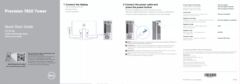 Página 1 del manual Guía de inicio rápido Dell Precision 7820 Tower