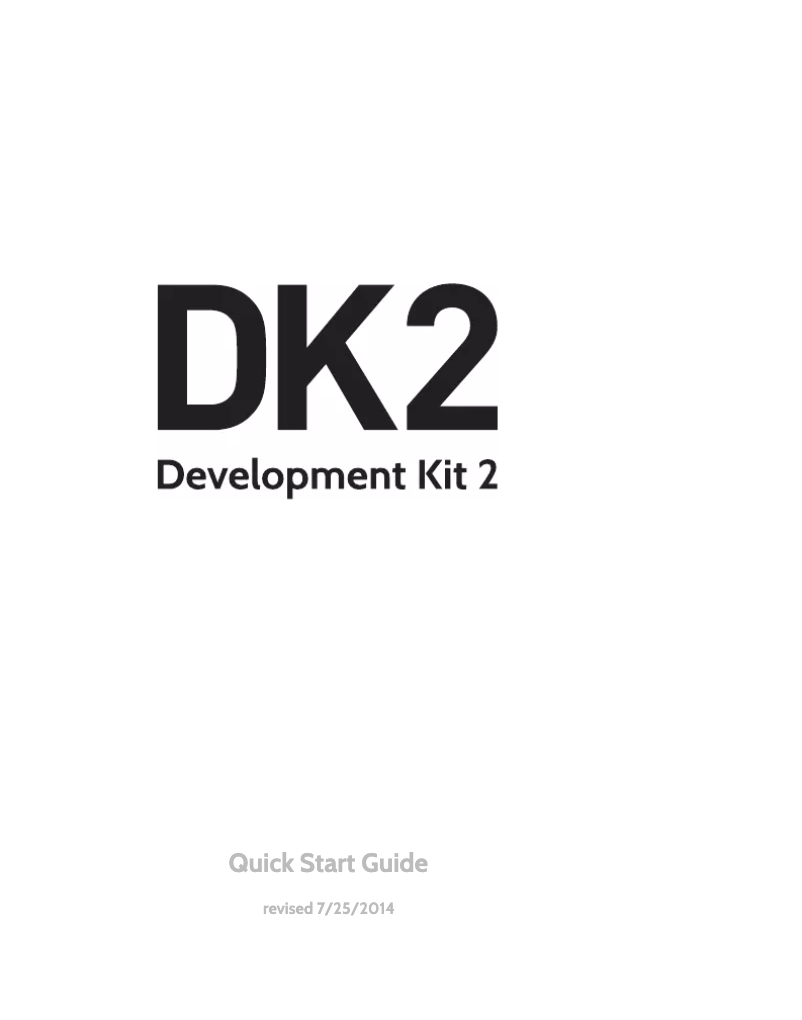 Page n°1 - Manuel utilisateur Oculus VR DK2 Development Kit 2