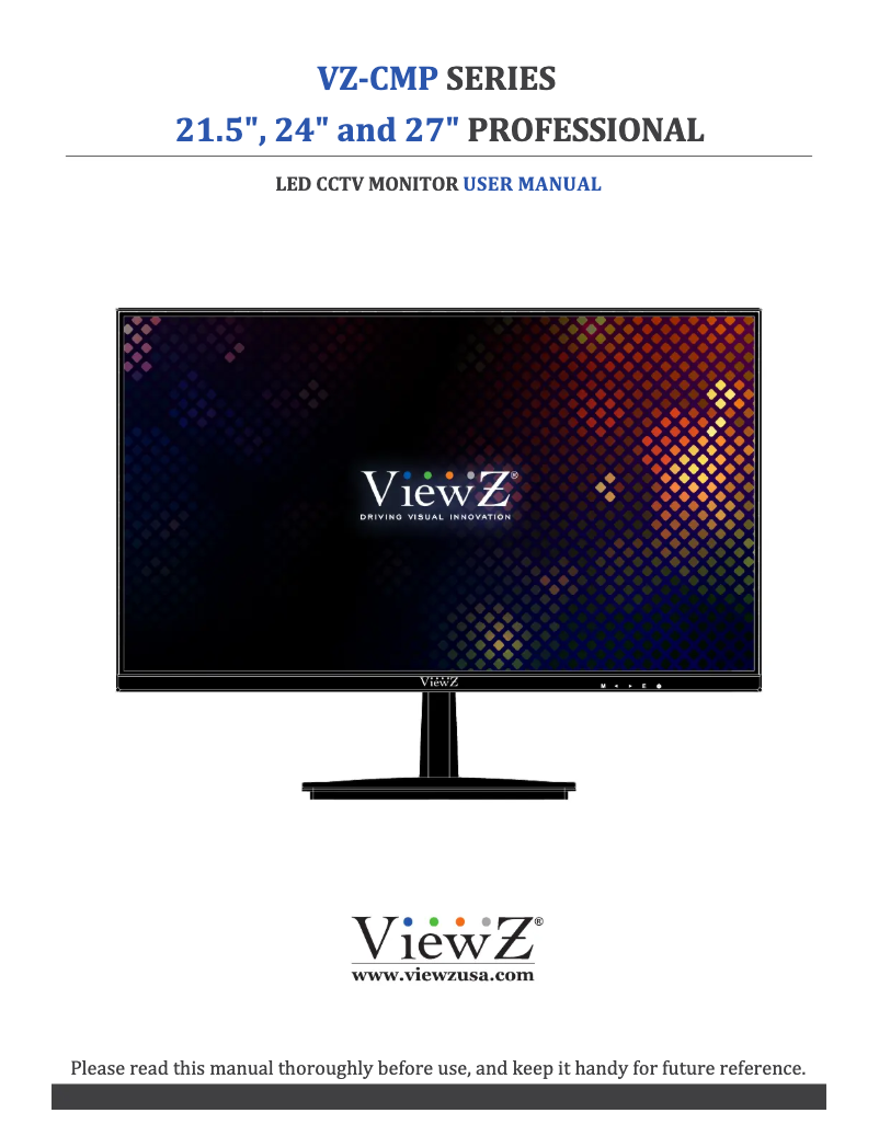 Page 1 de la notice Manuel utilisateur ViewZ VZ-27CMP