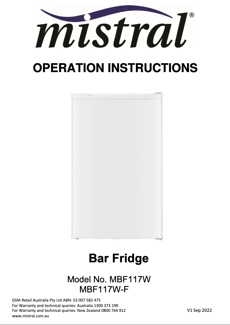 Image de la première page du manuel de l'appareil MBF117W