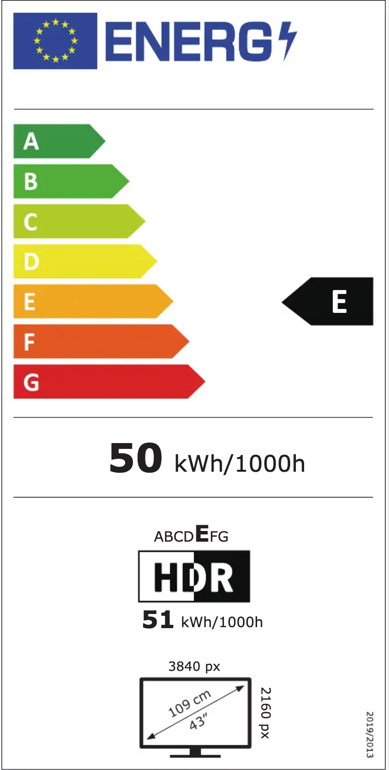 Page 1 of the manual Energy Label Infiniton INTV-43GA4100