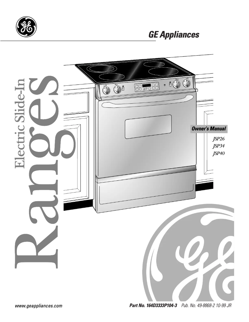 Page 1 de la notice Manuel d'utilisation et d'entretien GE JSP26BWWH