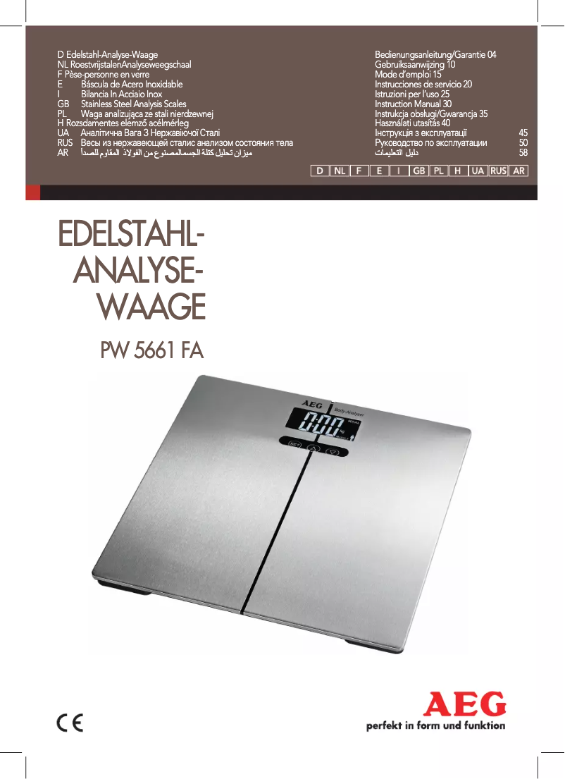 Page 1 de la notice Manuel utilisateur AEG PW 5661 FA