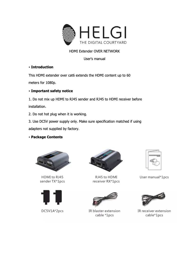Page 1 de la notice Manuel utilisateur HELGI HLG0372PRO