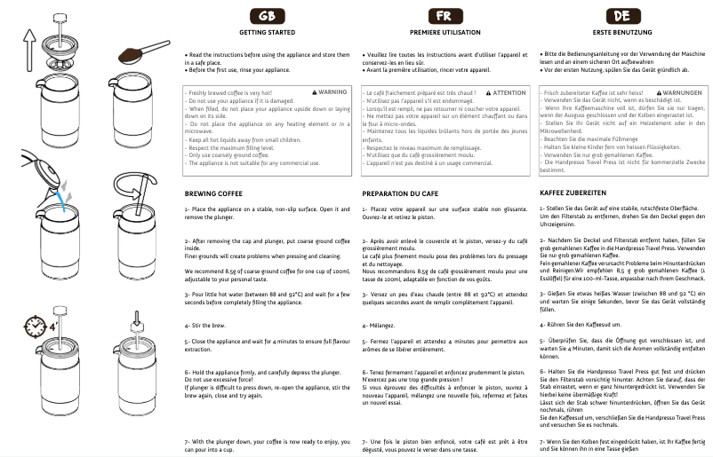Image de la première page du manuel de l'appareil Travel Press