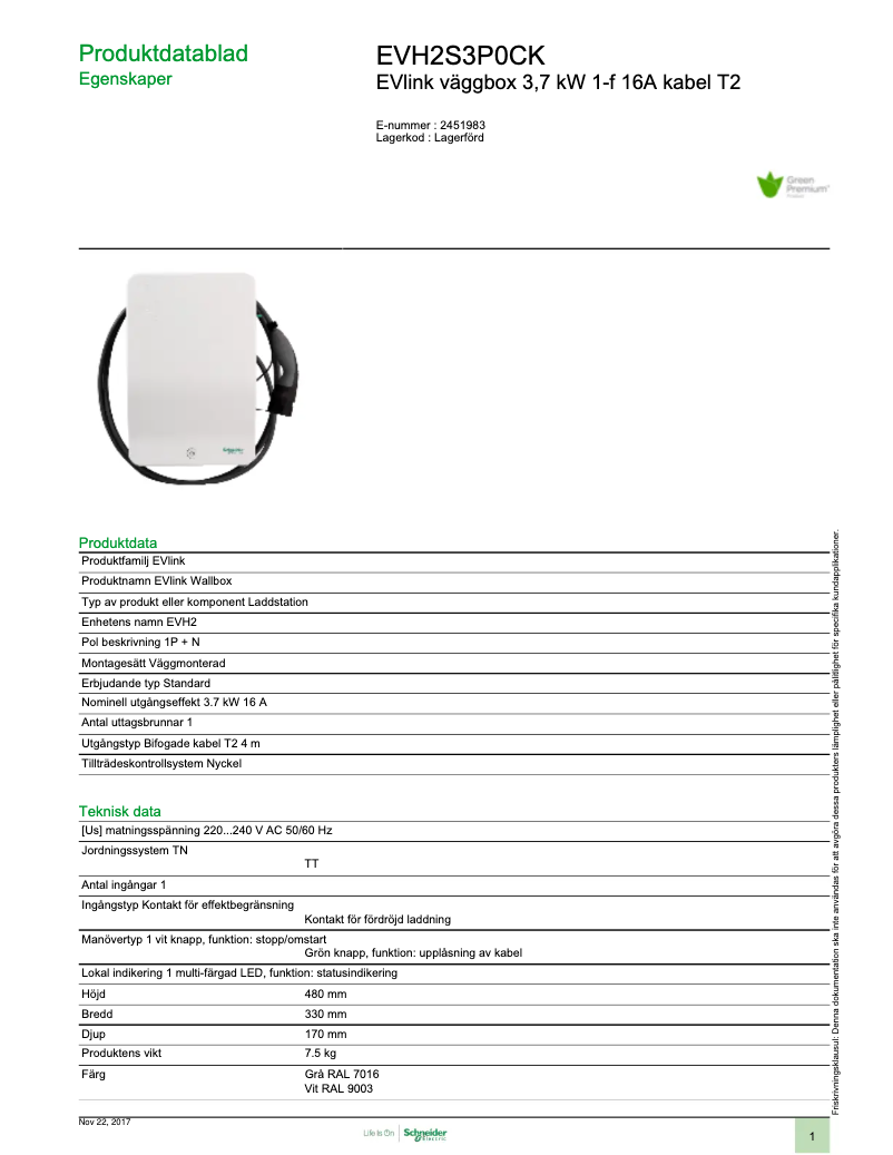 Image de la première page du manuel de l'appareil EVlink