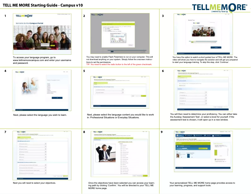 Image de la première page du manuel de l'appareil Tell me More Campus 10.0