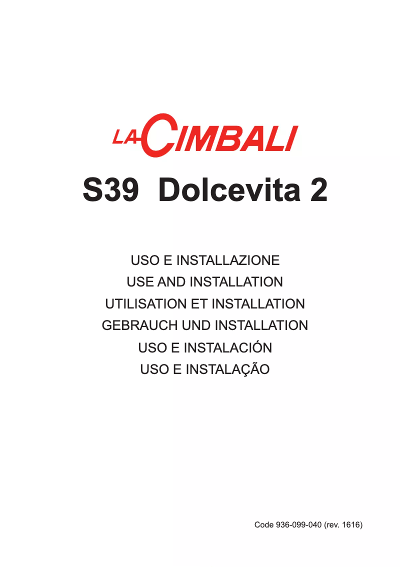 Page n°1 - Manuel utilisateur La Cimbali S39 Dolcevita