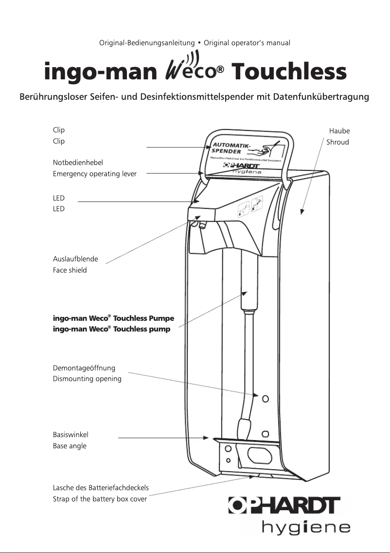 Page 1 de la notice Manuel utilisateur Ophardt Ingo-man Weco Touchless