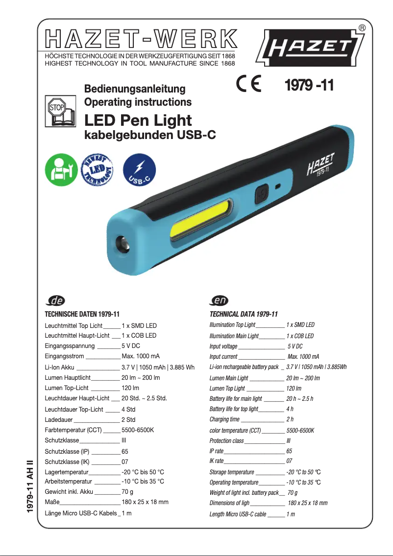 Page 1 de la notice Manuel utilisateur Hazet 1979-11