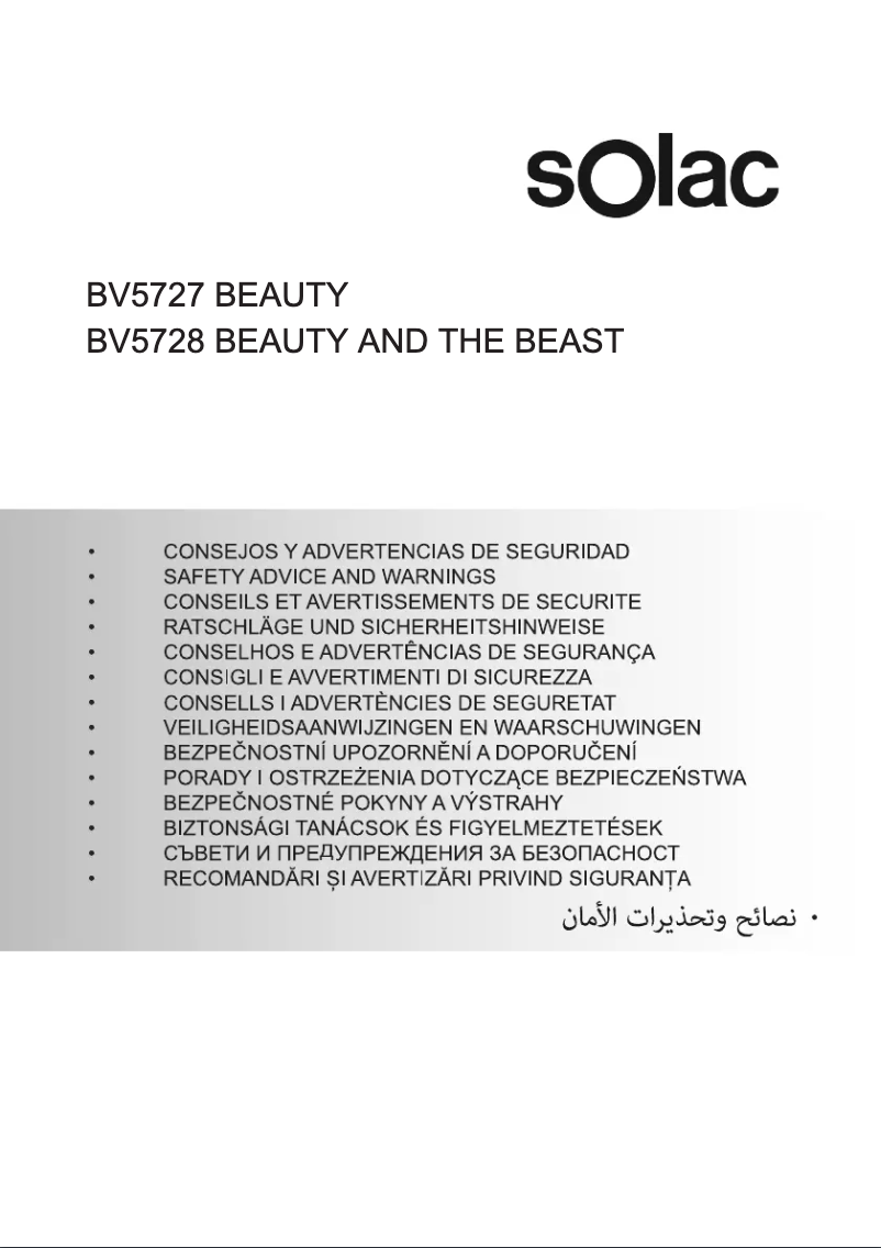 Page n°1 - Instructions de sécurité Solac Beaty BV5727