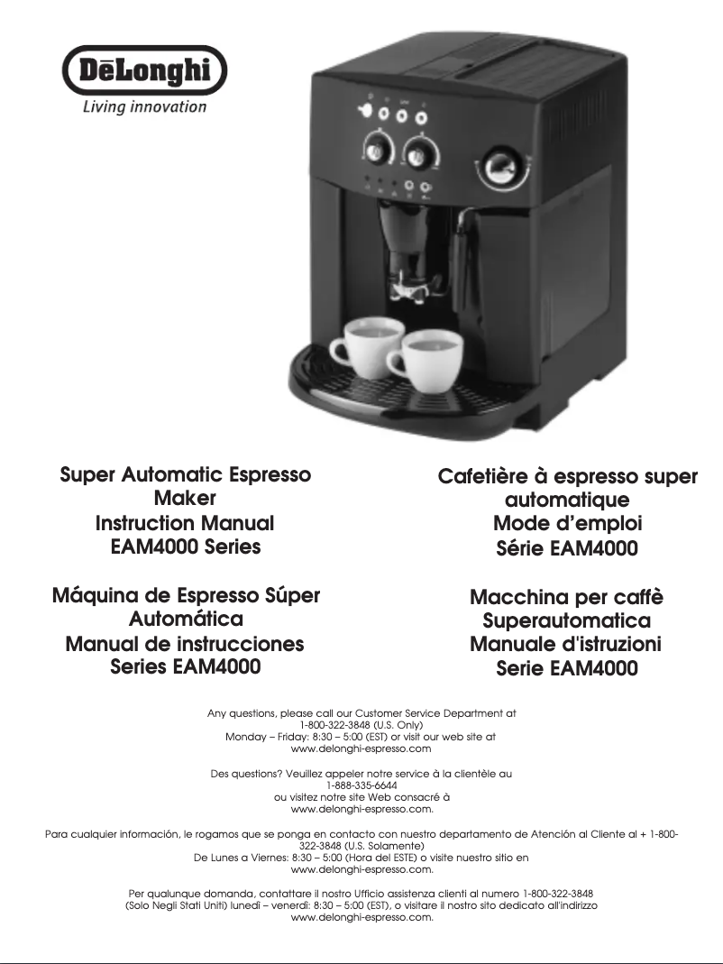 Page 1 de la notice Manuel utilisateur DeLonghi Magnifica EAM 4000