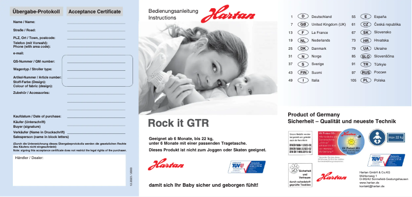 Page 1 de la notice Manuel utilisateur Hartan Rock it GTR