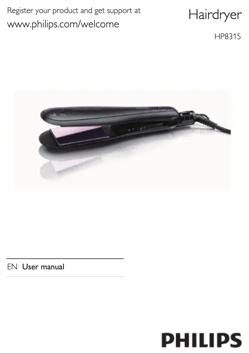 Page 1 de la notice Manuel utilisateur Philips SalonStraight Active ION HP8315