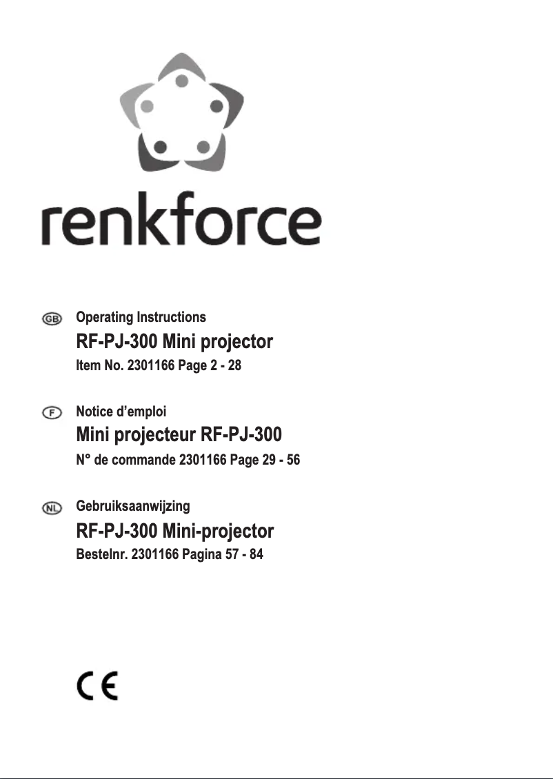 Page n°1 - Manuel utilisateur Renkforce RF-PJ-300