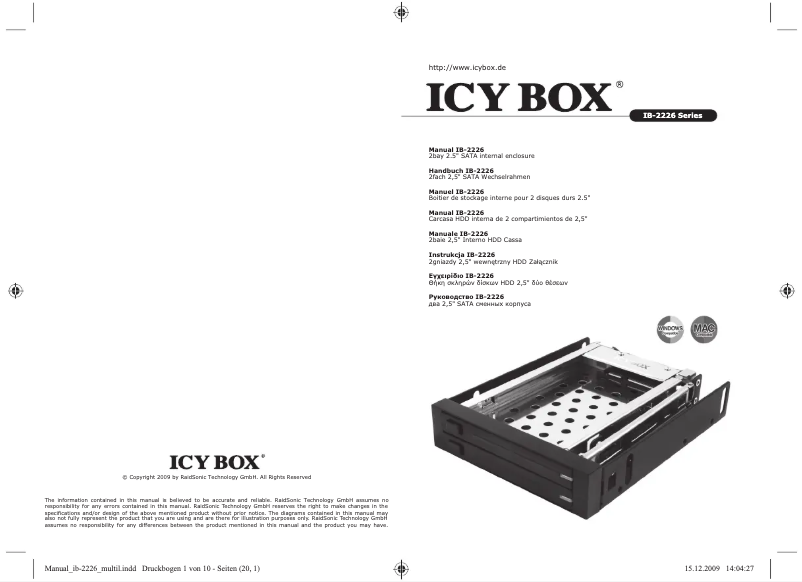 Page 1 de la notice Manuel utilisateur Icy Box IB-2226STS