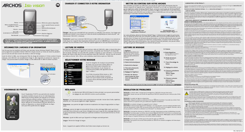 Page 1 de la notice Guide de démarrage rapide Archos 15b Vision