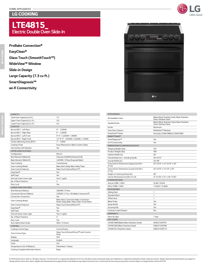 Image de la première page du manuel de l'appareil LTE4815ST