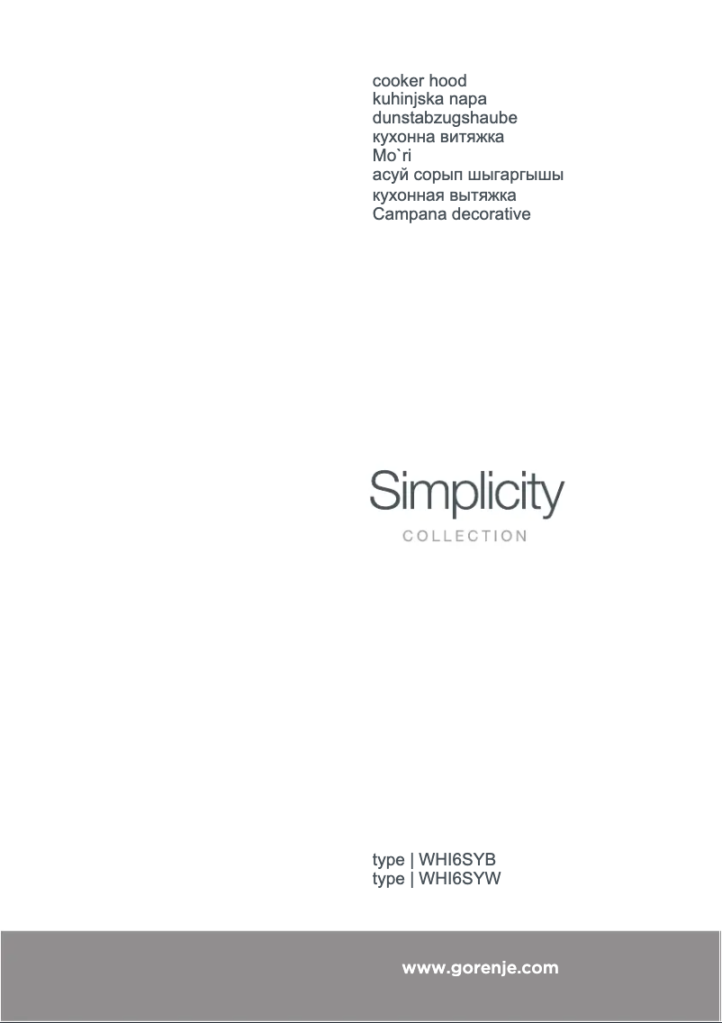 Page n°1 - Manuel utilisateur Gorenje WHI6SYW