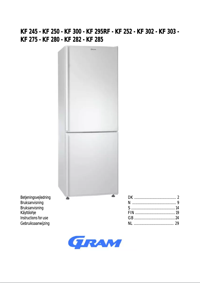Page n°1 - Manuel utilisateur Frigor KF 285
