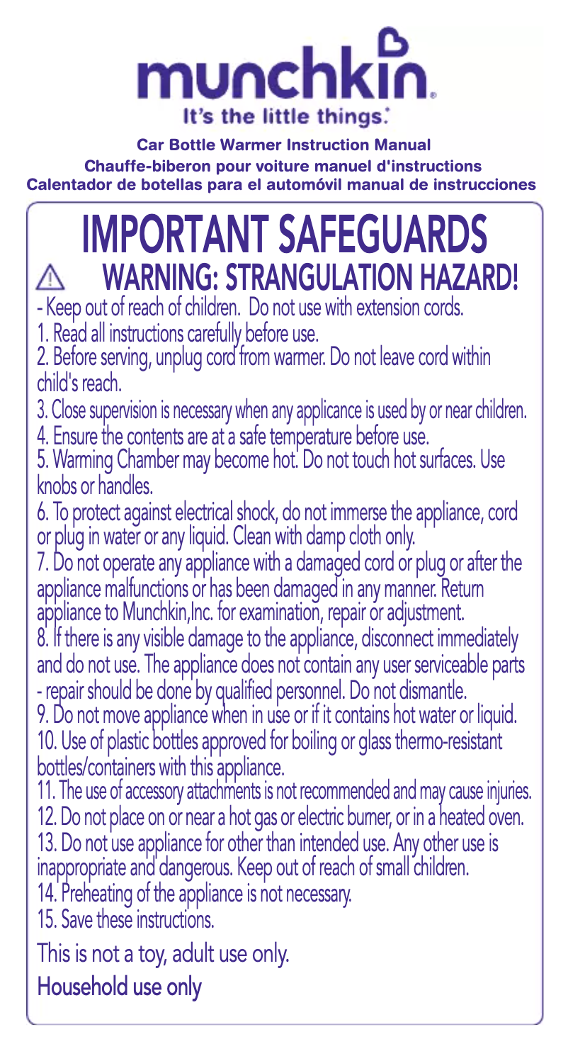 Page 1 de la notice Manuel utilisateur Munchkin Car