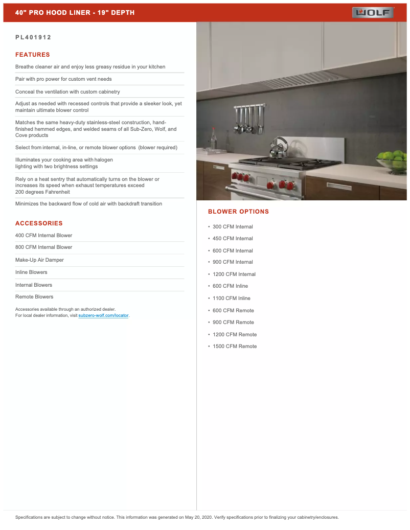 Page 1 de la notice Manuel utilisateur Wolf PL401912