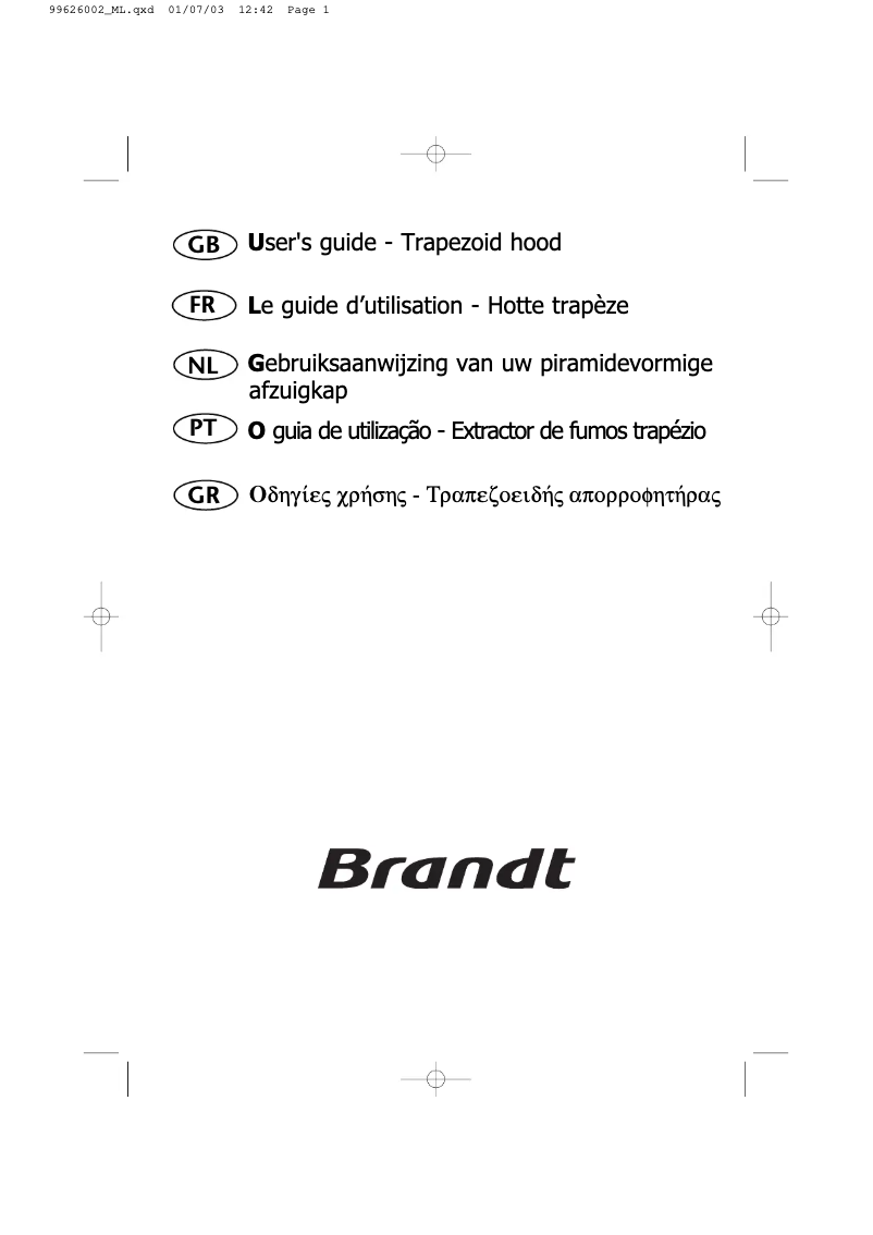 Page n°1 - Manuel utilisateur Brandt AD229W