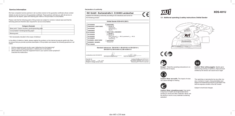 Page 1 de la notice Manuel utilisateur XU1 XOS-401U