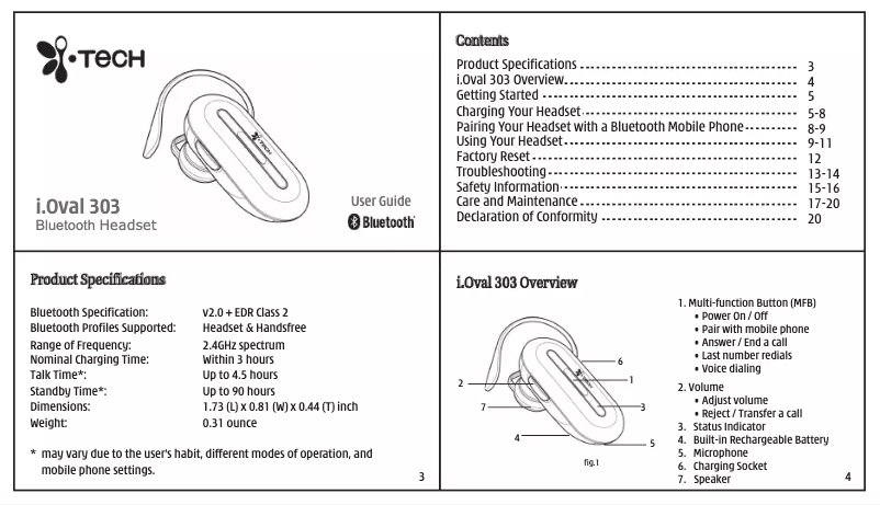 Image de la première page du manuel de l'appareil i.Oval 303
