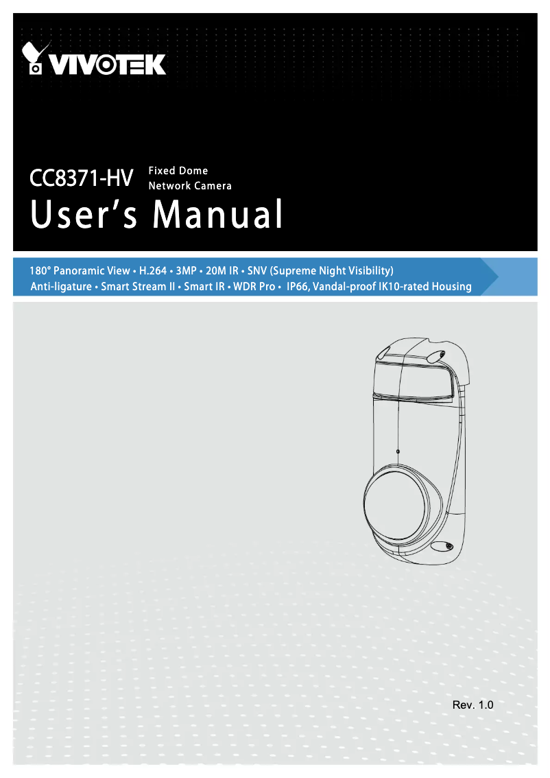 Page 1 de la notice Manuel utilisateur Vivotek Fixed Dome CC8371-HV