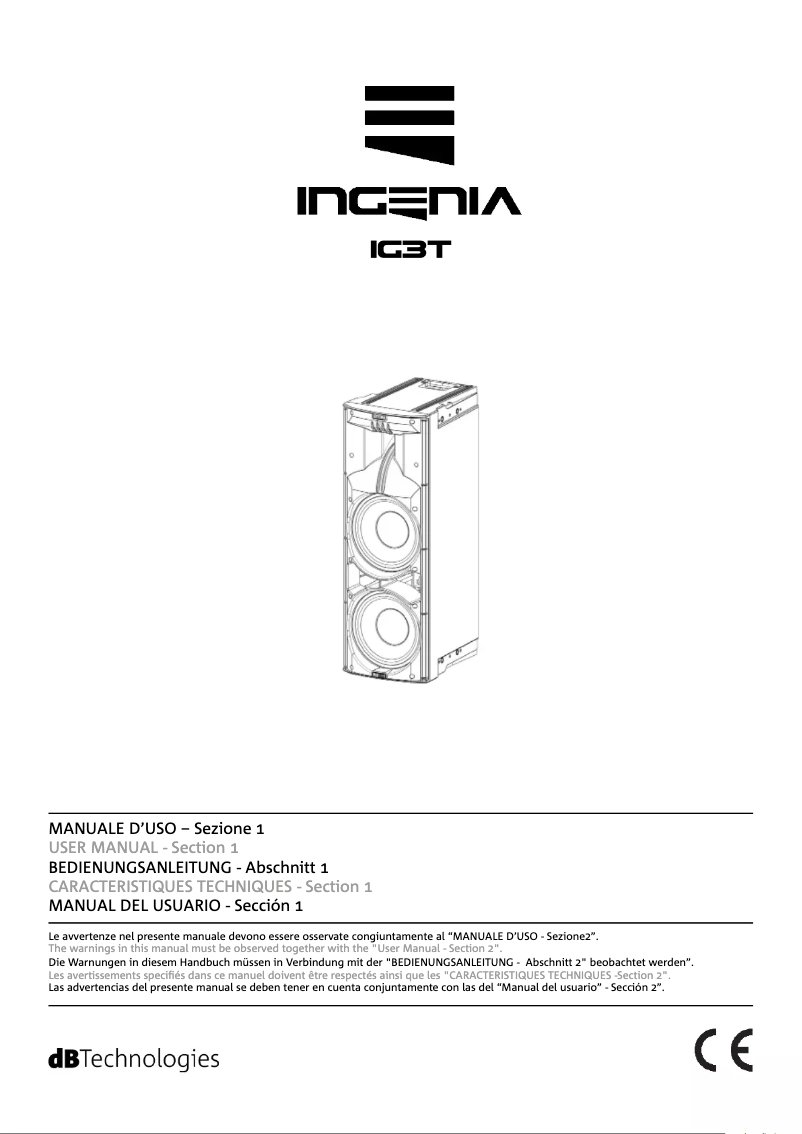 Page 1 de la notice Manuel utilisateur DB Technologies Ingenia IG3T