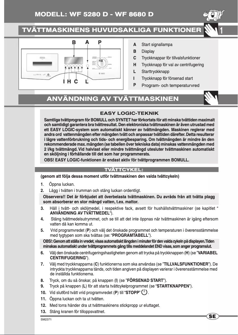 Image de la première page du manuel de l'appareil WF 5280 D