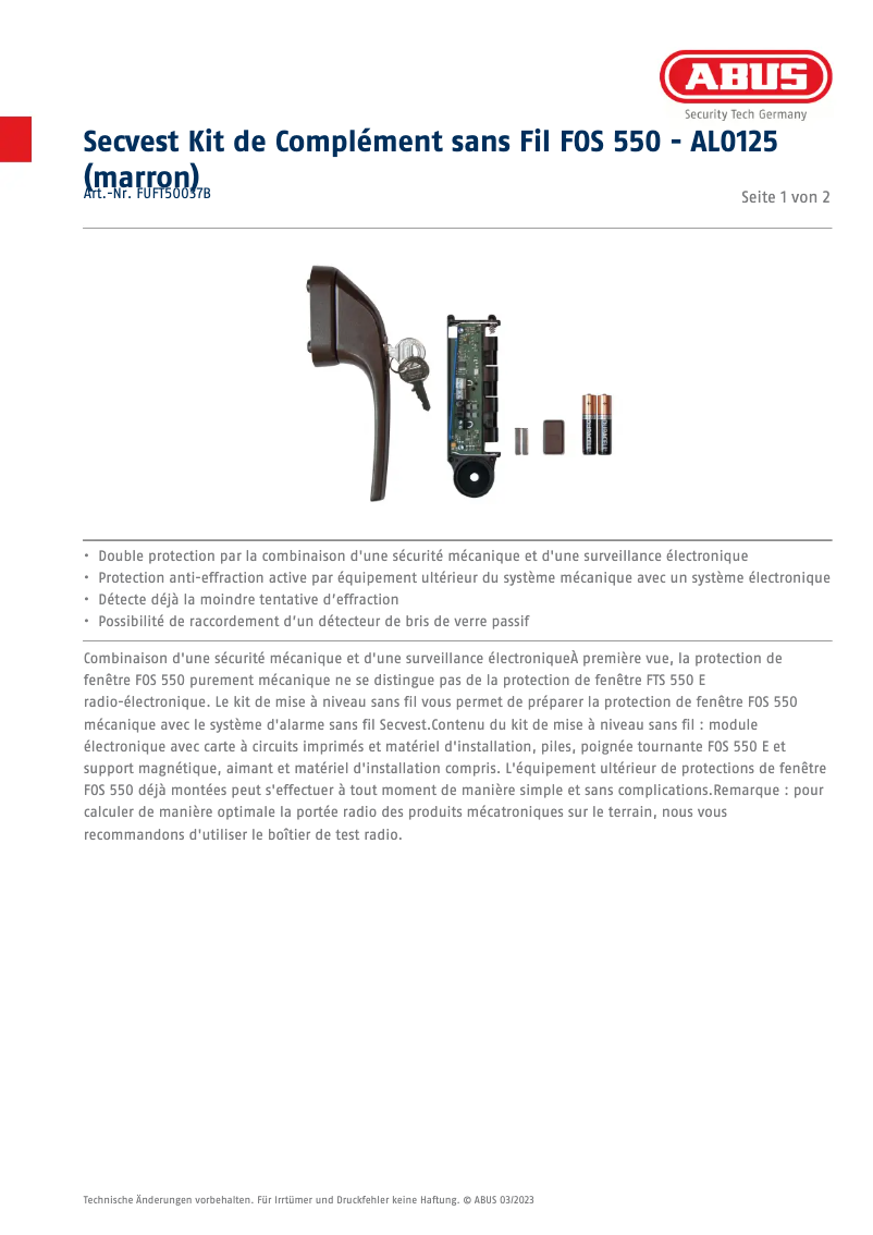 Image de la première page du manuel de l'appareil FUFT50037B