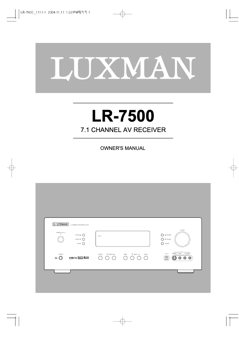 Image de la première page du manuel de l'appareil LR-7500